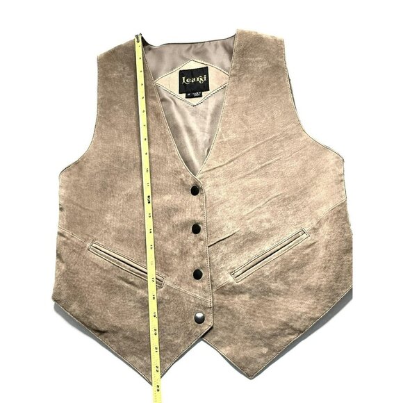 Learsi Mens Suede Leather Vest sz S Tan Snap Front Pockets Ranch Western - Picture 10 of 10